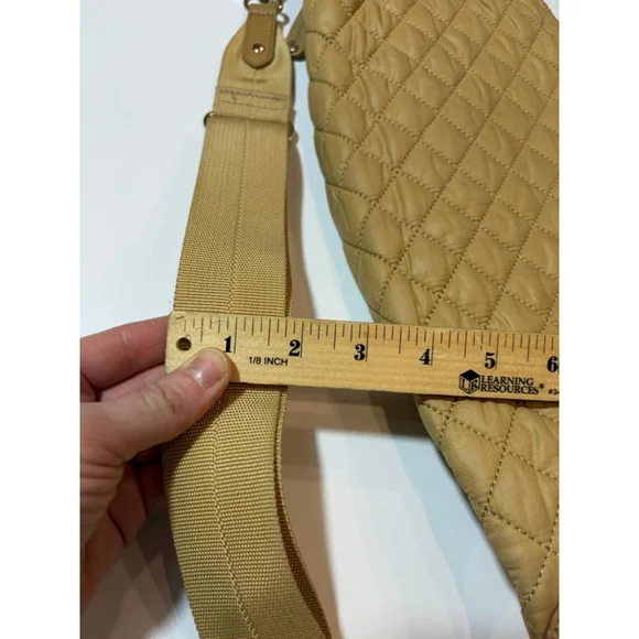 MZ Wallace Quilted Nylon Belt Bag Crossbody Tan Travel Lightweight - Picture 4 of 8